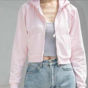 Brandy Melville Pink Cropped Christy Hoodie